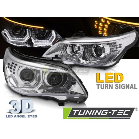 PHARES ANGEL EYES LED 3D CHROME compatible BMW E60 E61 03-07 PHARES ANGEL EYES LED 3D CHROME compatible BMW E60 E61 03-07