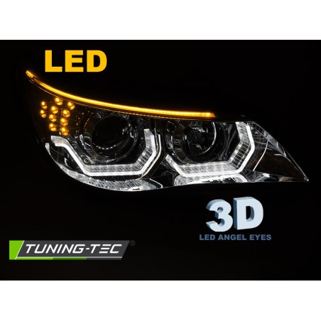 PHARES ANGEL EYES LED 3D CHROME compatible BMW E60 E61 03-07 PHARES ANGEL EYES LED 3D CHROME compatible BMW E60 E61 03-07