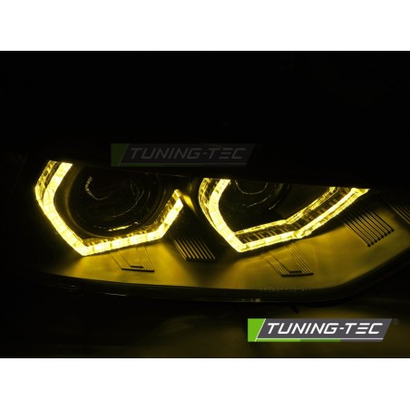 Phares Angel Eyes jaunes LED DRL chrome pour BMW F30/F31 11-15 Phares Angel Eyes jaunes LED DRL chrome pour BMW F30/F31 11-15