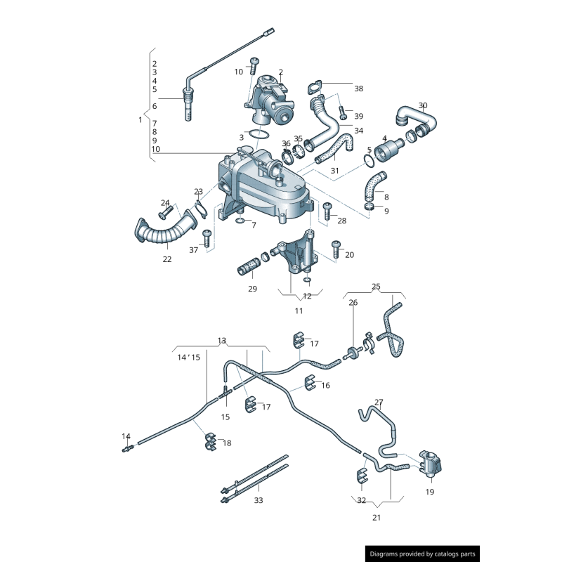 Régulateur de Refroidissement et de Recirculation des Gaz d'Échappement Original Audi 059121113N