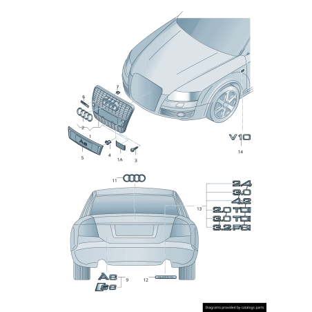 Emblème de Calandre Audi Anneaux Chromés 8P0853605 Emblème de Calandre Audi Anneaux Chromés 8P0853605
