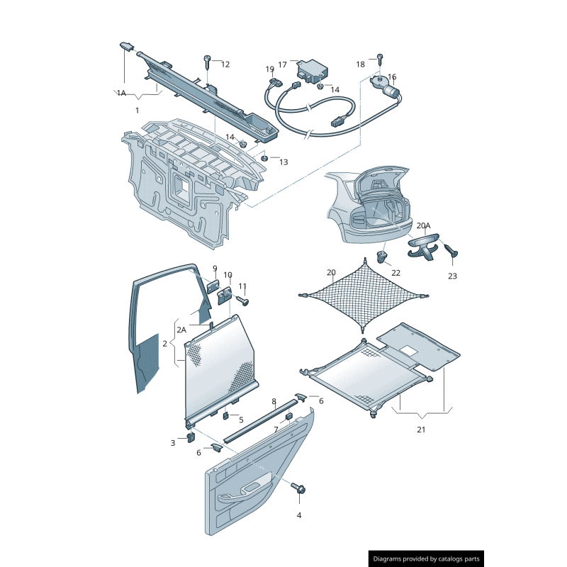 Crochet de Fixation Original pour Store Pare-Soleil Arrière Noir Audi A3 8P A4 8E