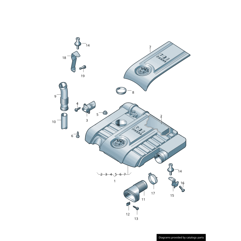 Boule de fixation M6 pour cache moteur VW Audi Seat Skoda WHT000898A