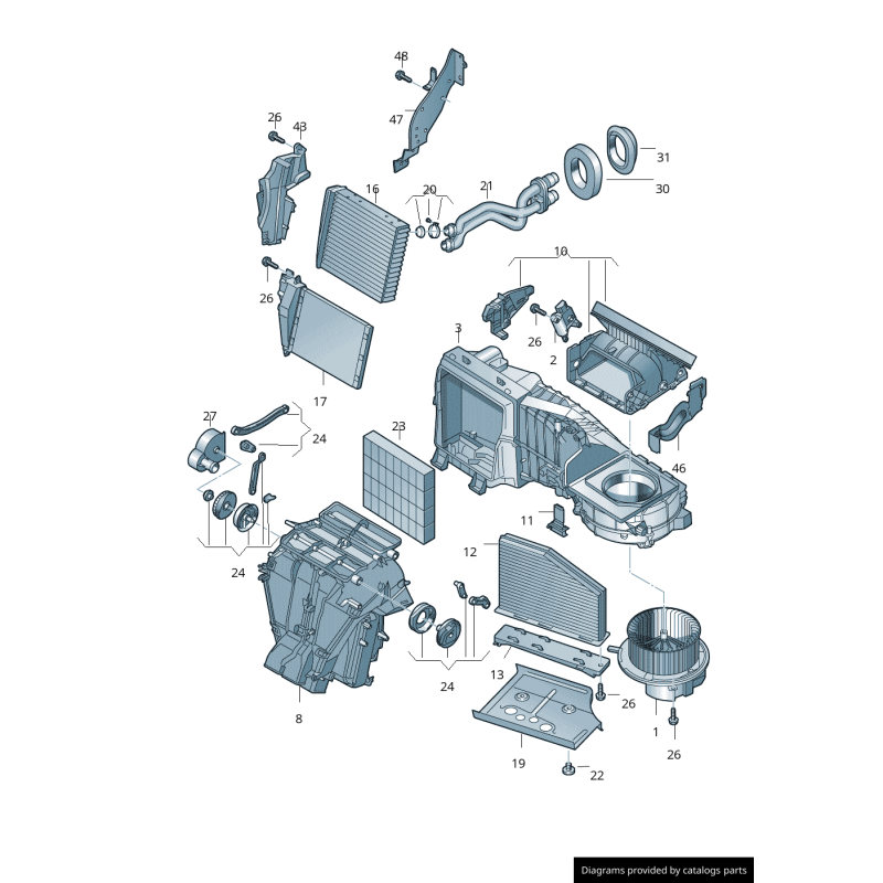 Couvercle Filtre à Pollen Climatisation Intérieur VW Original 1K0819422B