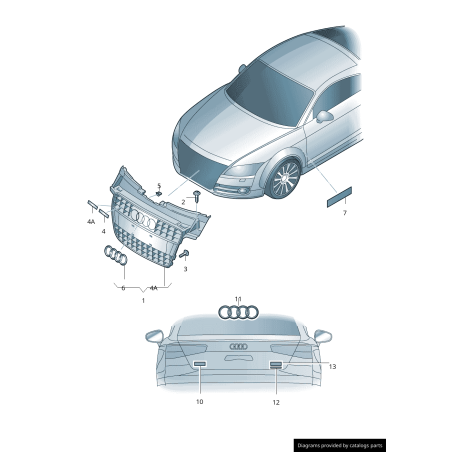Emblème Audi TT Logo Autocollant Chromé Brillant 8J0853741A2ZZ Emblème Audi TT Logo Autocollant Chromé Brillant 8J0853741A2ZZ
