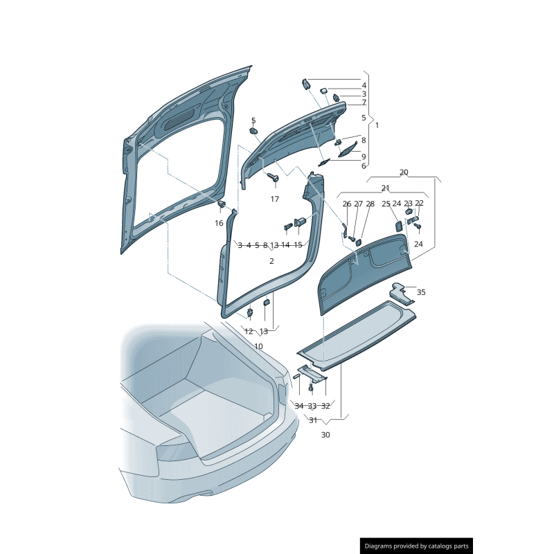 Kit de Réparation Original Audi A5 8T pour Plage Arrière et Couvercle