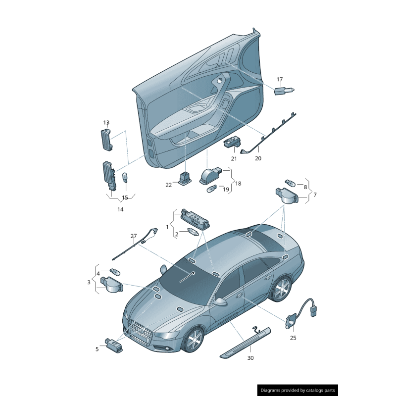 Audi Éclairage de Proximité Droit Poignée de Porte Extérieure LED Avant Arrière 4H0947134B