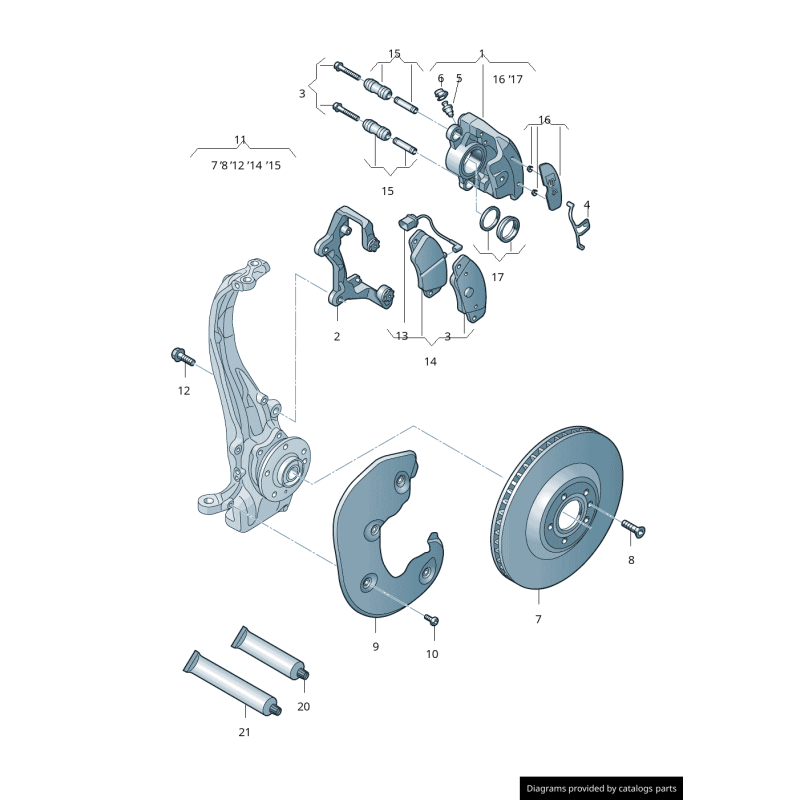 Étrier de frein avant avec emblème S5 et plaque nominative - Pièce d'origine Audi 8T0698221 (1 pièce)