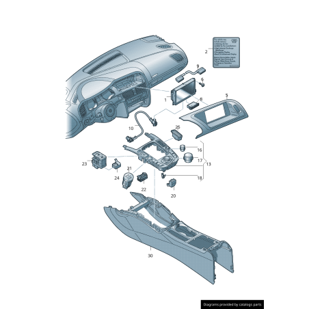 Bouton de démarrage-arrêt original Audi A4, S4, RS4, A5, S5, RS5 Réf. 8K0905217A