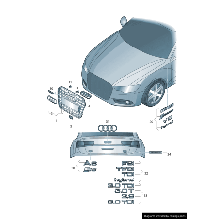 Emblème chromé original Audi A6 S6 RS6 Avant logo anneaux hayon 4G98537422ZZ Emblème chromé original Audi A6 S6 RS6 Avant logo anneaux hayon 4G98537422ZZ