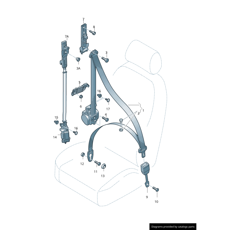 Boucle de ceinture avant Audi A6 (C6 4F) noir satiné