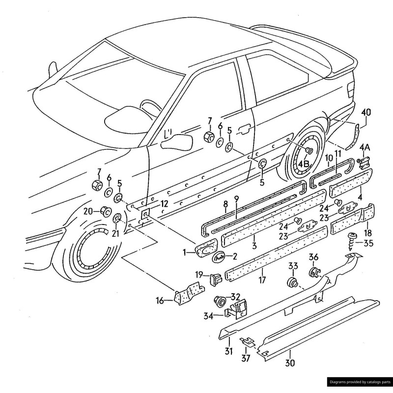 Cache de porte avant droite Audi 80 Coupé Cabriolet noir satiné