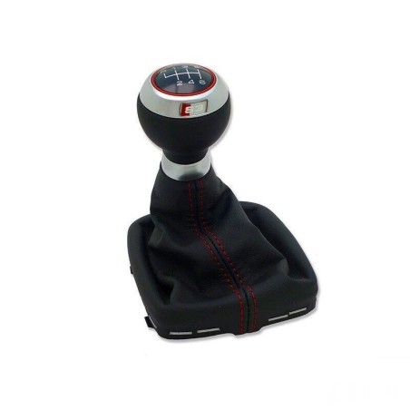 Pommeau de levier de vitesse en cuir d'origine Audi S3 A3, noir/rouge Pommeau de levier de vitesse en cuir d'origine Audi S3 A3, noir/rouge