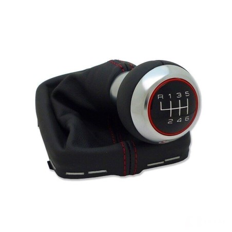 Pommeau de levier de vitesse en cuir d'origine Audi S3 A3, noir/rouge Pommeau de levier de vitesse en cuir d'origine Audi S3 A3, noir/rouge