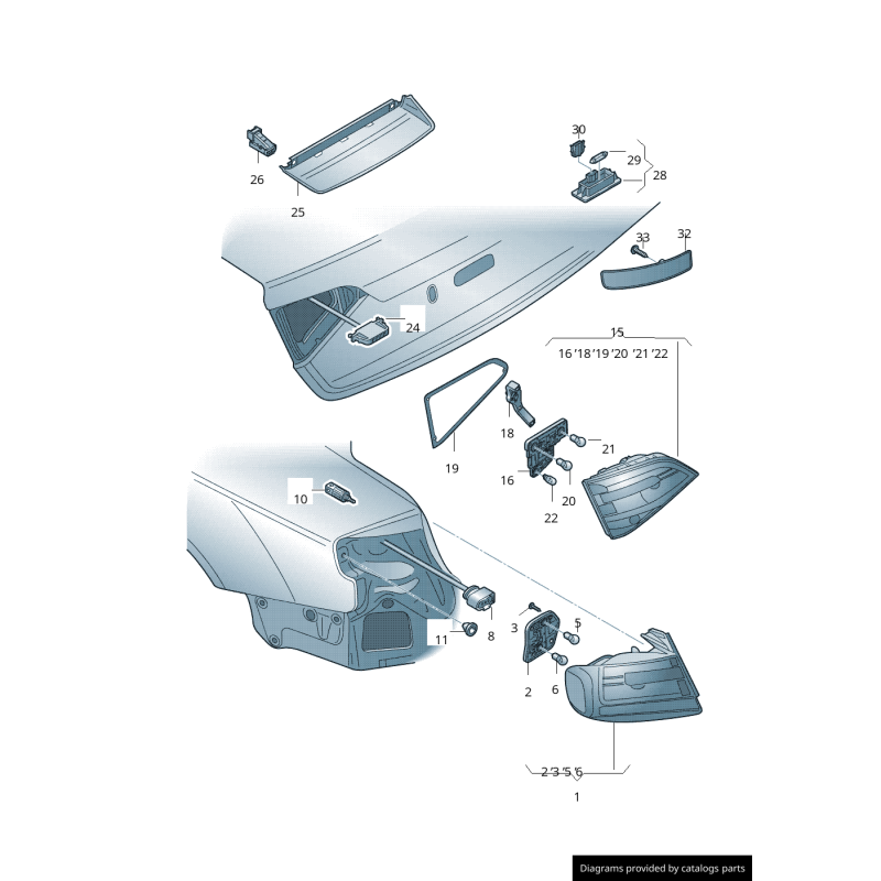 Support de Feu Arrière Intérieur Gauche pour Audi A4 (B8 8K) Limousine
