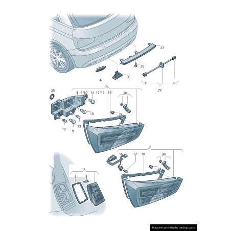 Support de Lampe Gauche Feu Arrière Original Audi A1 (8X)