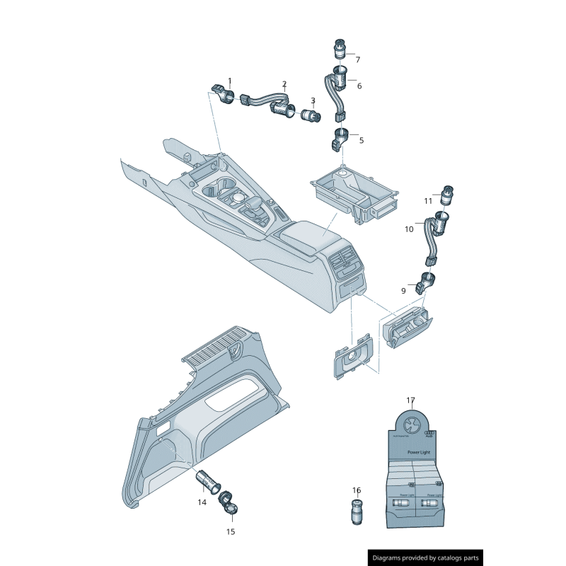 Fausse Prise Allume-Cigare Audi 12V Argent Noir