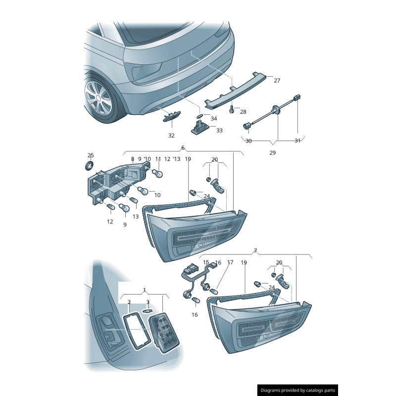 Réflecteur arrière droit Audi A1 (8X) 8X0945106