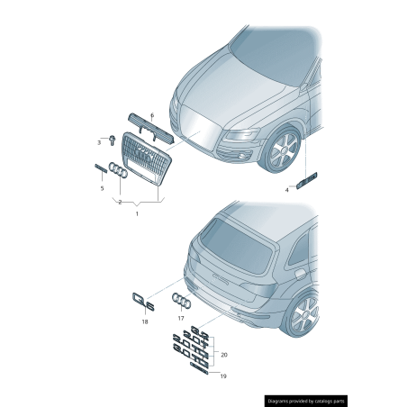 Emblème Audi Q5 Original en Chrome - 8R08537412ZZ Emblème Audi Q5 Original en Chrome - 8R08537412ZZ