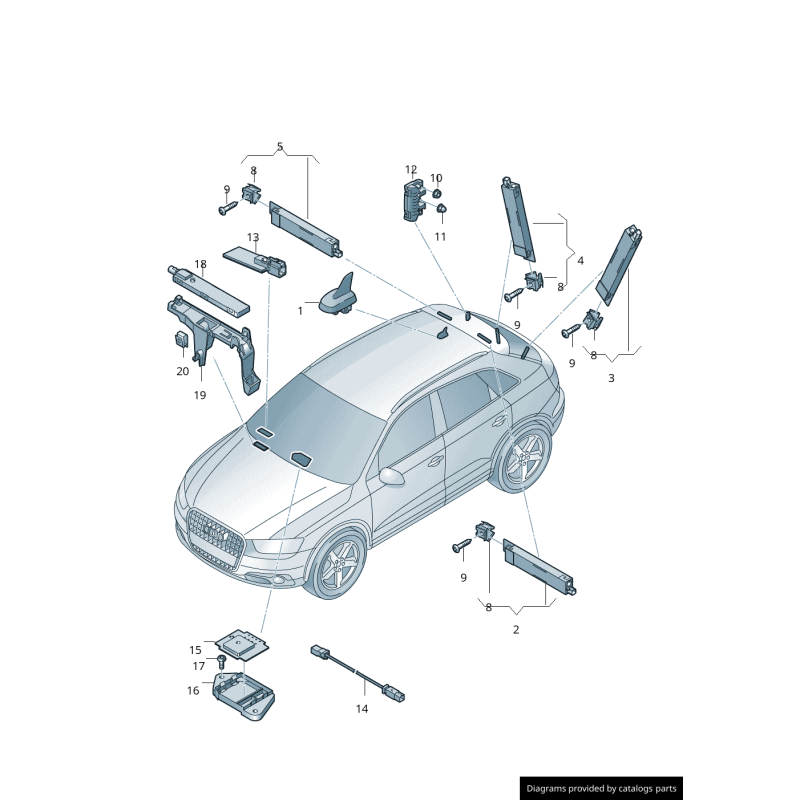 Antenne de Toit Audi Originale pour Radio et Système de Navigation 4G0035503ADGRU