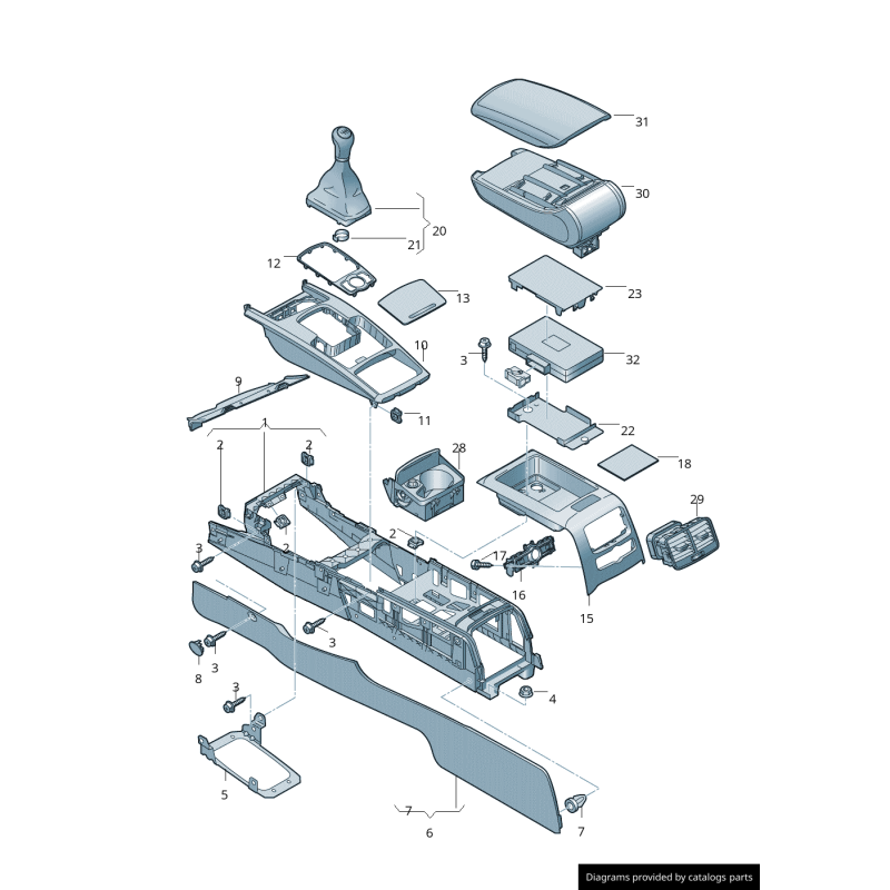 Cadre en Aluminium pour Pommeau de Vitesse Audi A6 (C6 4F) Console Centrale