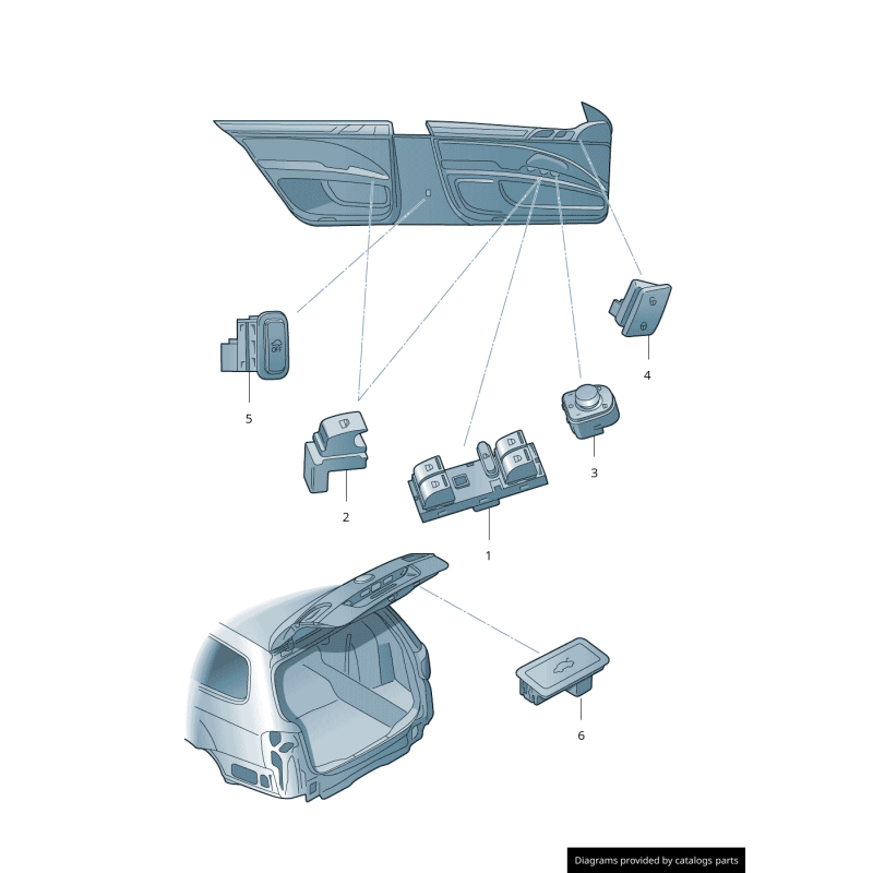 Bouton de Coffre Noir d'Origine pour VW Audi Skoda Seat