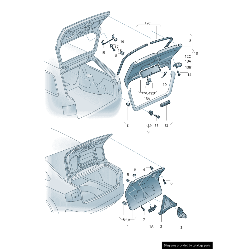 Verrou de fixation original pour triangle de signalisation noir Audi A4 8E / A6 4B Avant