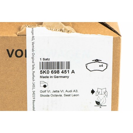Ensemble complet de plaquettes de frein arrière VW Audi 5K0698451D Ensemble complet de plaquettes de frein arrière VW Audi 5K0698451D