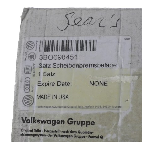 Plaquettes de Frein Arrière Originales VW Passat Polo 3B0698451 Plaquettes de Frein Arrière Originales VW Passat Polo 3B0698451