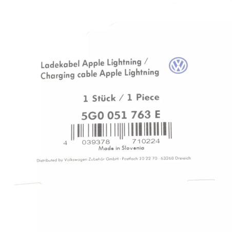 Adaptateur de charge USB d'origine VW USB sur connecteur Apple Lightning 5G0051763E Adaptateur de charge USB d'origine VW USB sur connecteur Apple Lightning 5G0051763E