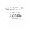 Adaptateur de charge USB d'origine VW USB sur connecteur Apple Lightning 5G0051763E Adaptateur de charge USB d'origine VW USB sur connecteur Apple Lightning 5G0051763E