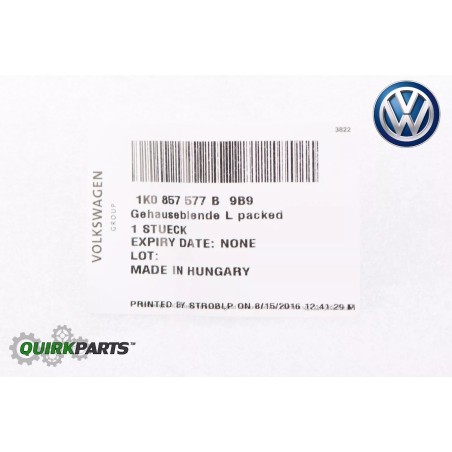 Cache de rétroviseur gauche VW en noir satiné Cache de rétroviseur gauche VW en noir satiné
