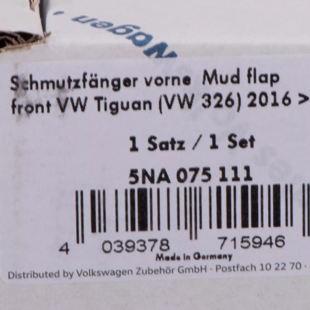 Jeu Complet de Bavettes Avant VW Tiguan MQB Jeu Complet de Bavettes Avant VW Tiguan MQB