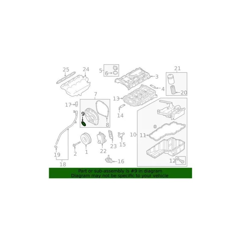 Joint de couvercle de distribution moteur Audi d'origine 06L-103-583-C