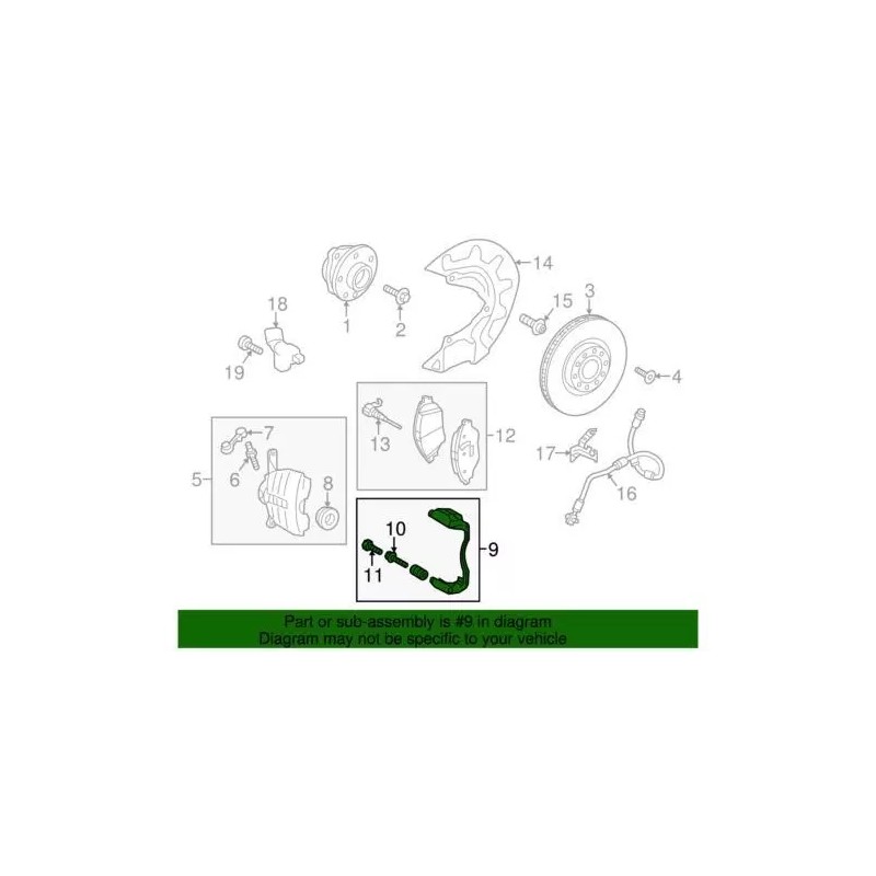 Support d'étrier Audi d'origine 3Q0-615-126