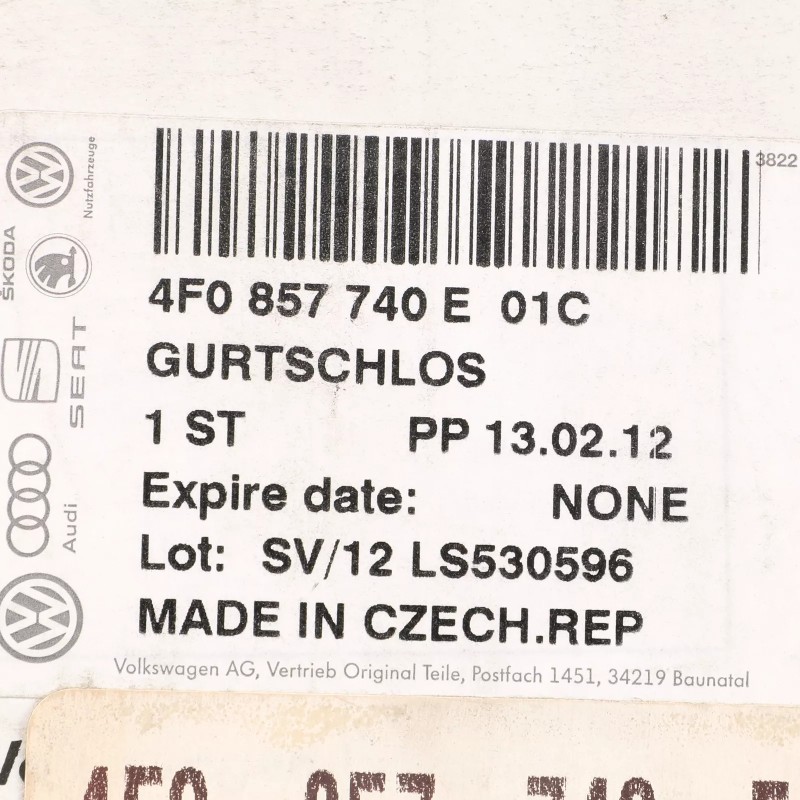 Réceptacle de ceinture de sécurité arrière droite Audi A6 S6 2005-2011 4F0-857-740-E-01C