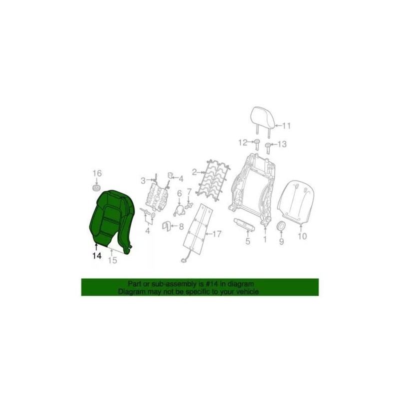 Couvercle de dossier de siège Audi d'origine 8V7-881-806-N-QJH