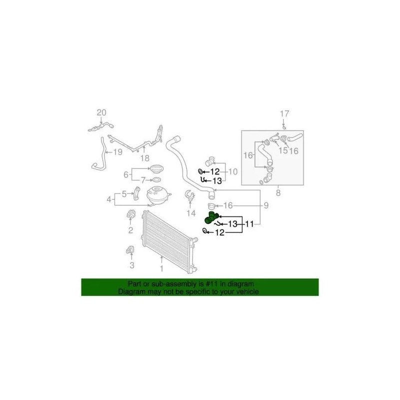 Adaptateur de Durite de Liquide de Refroidissement Authentique Audi Volkswagen 1998-2010 Beetle Golf 6Q0-122-291-F