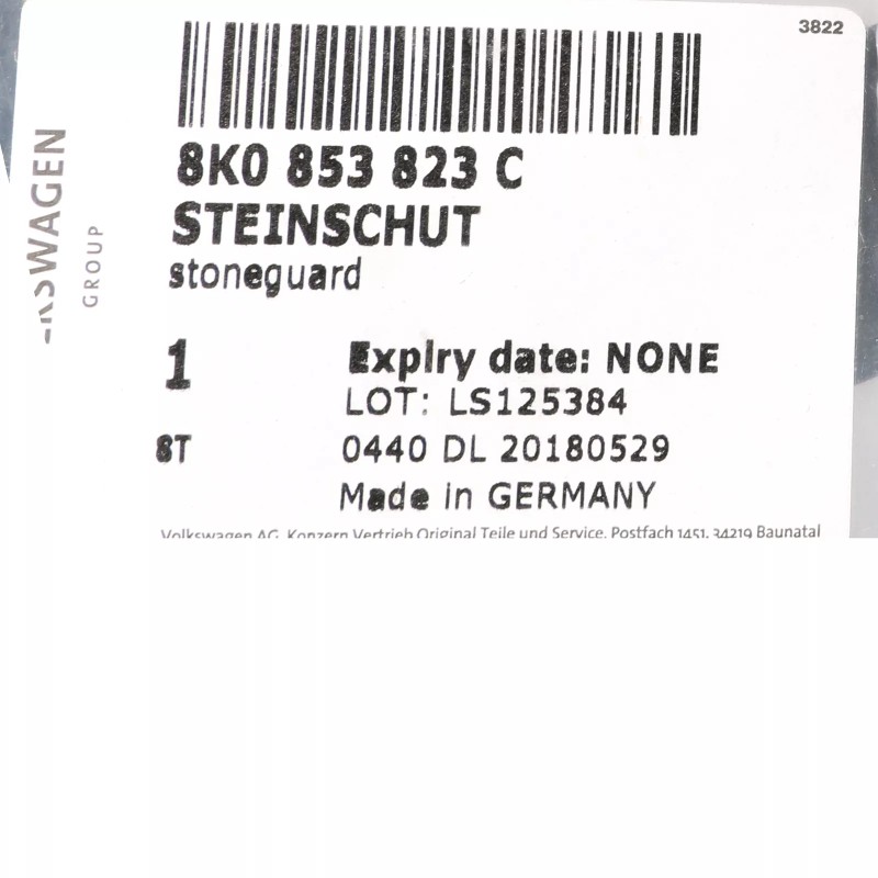 Panneau de protection avant gauche pour Audi A4 B8 2012 8K0-853-823-C