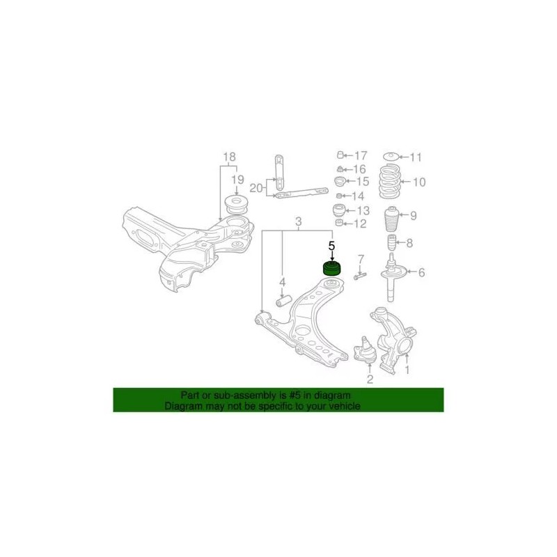 Bras de commande inférieur arrière d'origine Audi 2000 TT Quattro Bushing 1J0-407-181