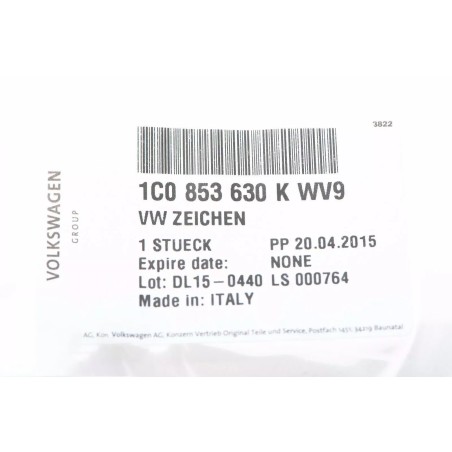 Emblème arrière neuf d'origine pour VW Volkswagen Beetle berline 1998-2005 Emblème arrière neuf d'origine pour VW Volkswagen Beetle berline 1998-2005