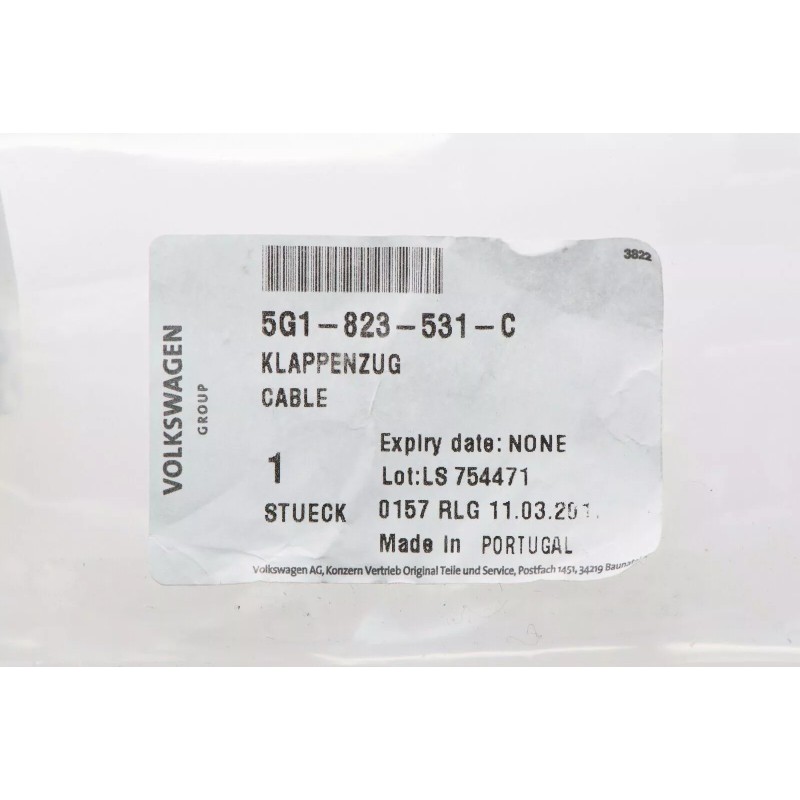 Câble de déverrouillage du capot pour VW Volkswagen Golf Sportwagen GTI 2015-2018 OE NEUF