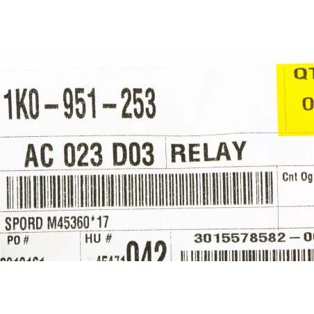 Relais de klaxon d'origine neuf OEM VW Volkswagen Passat 2006-2011 1K0951253 Relais de klaxon d'origine neuf OEM VW Volkswagen Passat 2006-2011 1K0951253