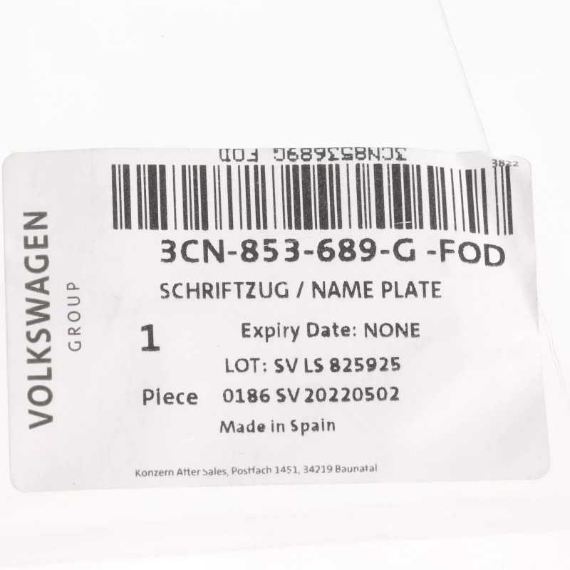 Nouvel ornement OEM Volkswagen Atlas Cross Sport 2023 3CN-853-689-G-FOD