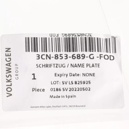 Nouvel ornement OEM Volkswagen Atlas Cross Sport 2023 3CN-853-689-G-FOD Nouvel ornement OEM Volkswagen Atlas Cross Sport 2023 3CN-853-689-G-FOD