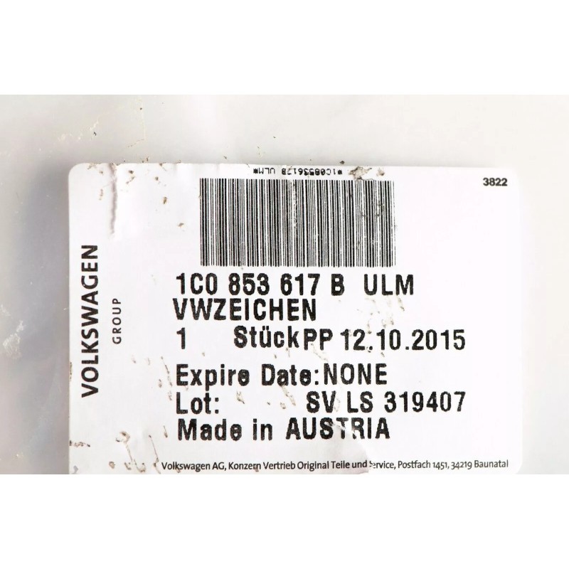 Emblème de capot avant chromé VW Volkswagen Beetle 2006-2010 GENUINE OEM NEUF