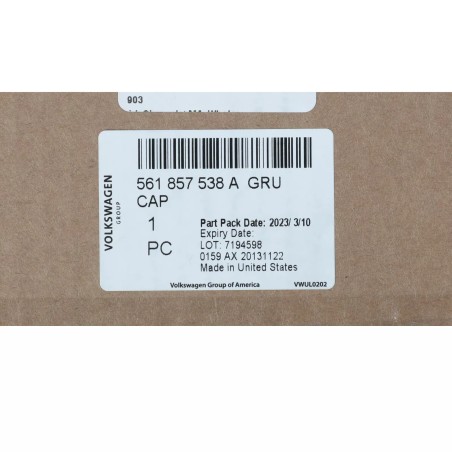 Nouveau cache de rétroviseur de porte OEM Volkswagen Passat 2016-2022 561-857-538-A-GRU Nouveau cache de rétroviseur de porte OEM Volkswagen Passat 2016-2022 561-857-538-A-GRU