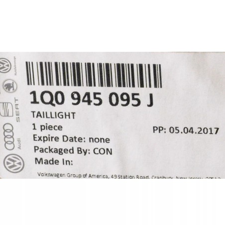 Feu arrière gauche extérieur côté conducteur VW Volkswagen Eos 2007-2011 OEM Feu arrière gauche extérieur côté conducteur VW Volkswagen Eos 2007-2011 OEM
