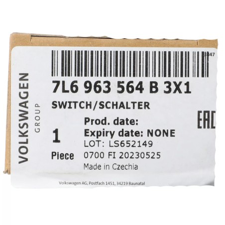NOUVEAU Interrupteur de chauffage de siège droit OEM Volkswagen Touareg 2004-2010 7L6-963-564-B-3X1 NOUVEAU Interrupteur de chauffage de siège droit OEM Volkswagen Touareg 2004-2010 7L6-963-564-B-3X1