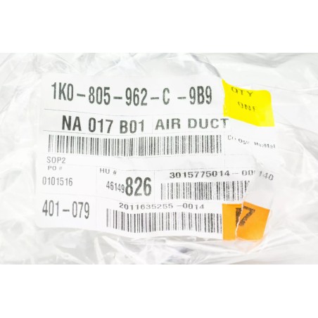 Pièce d'origine neuve authentique VW Volkswagen connecteur d'admission d'air noir 1K0805962C9B9 Pièce d'origine neuve authentique VW Volkswagen connecteur d'admission d'air noir 1K0805962C9B9